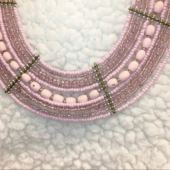 Pink multi strand beaded statement necklace - Picture 2 of 7